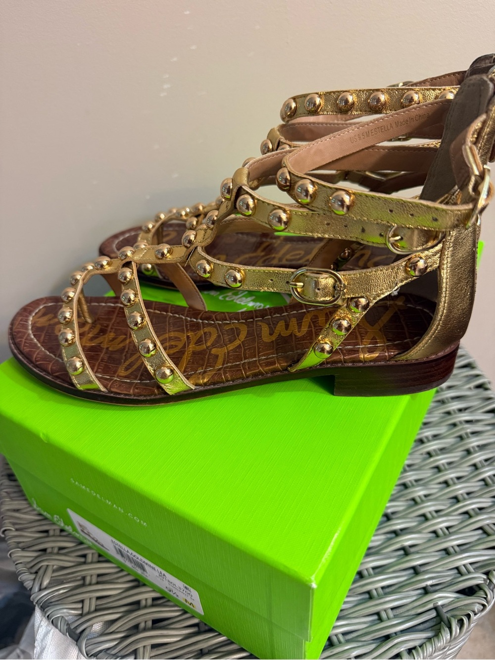 Sam Edelman Gold Studded Gladiator Sandals - Picture 2 of 6